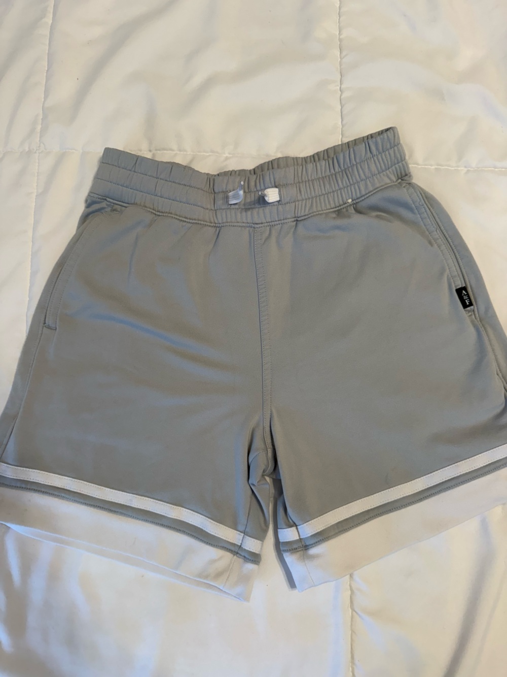 abercrombie kids Light Gray Athletic Shorts with White Trim